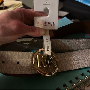 Michael Kors Brown and Gold Reversible Women's Belt